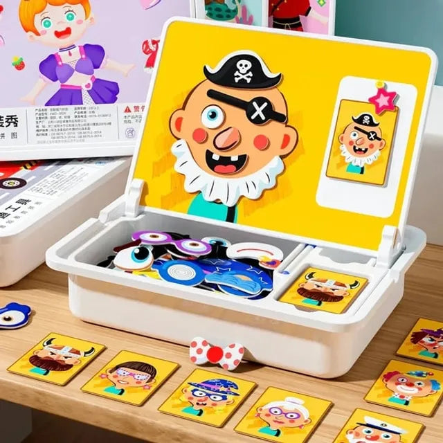 Magnetic Puzzles Face Dress Up Travel Game Double Side Preschool Educational Learning Toy