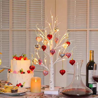 Romantic Heart-Shaped Birch Tree Lamp
